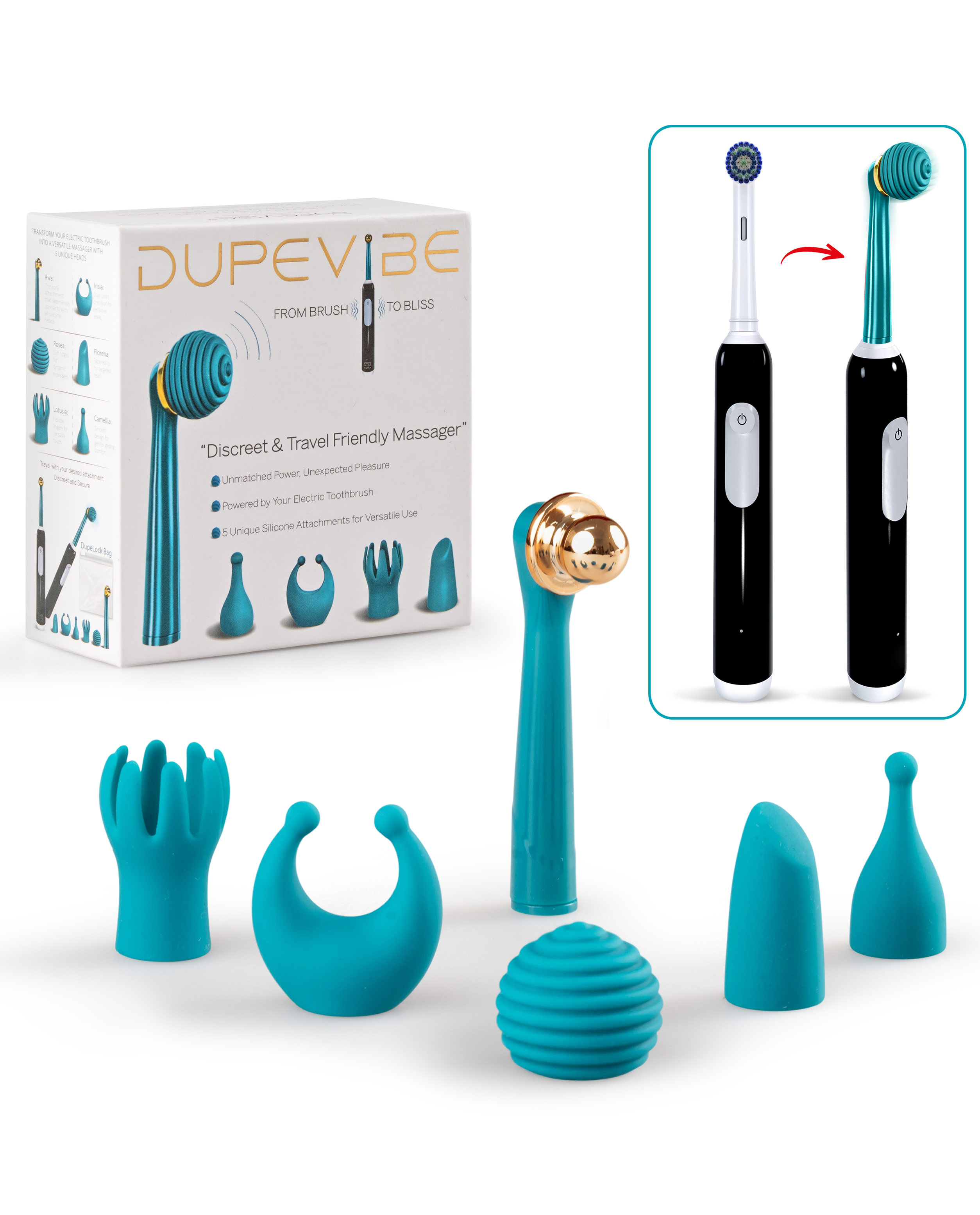DupeVibe™️ Discreet 5-in-1 Travel Massager - Emerald Mist