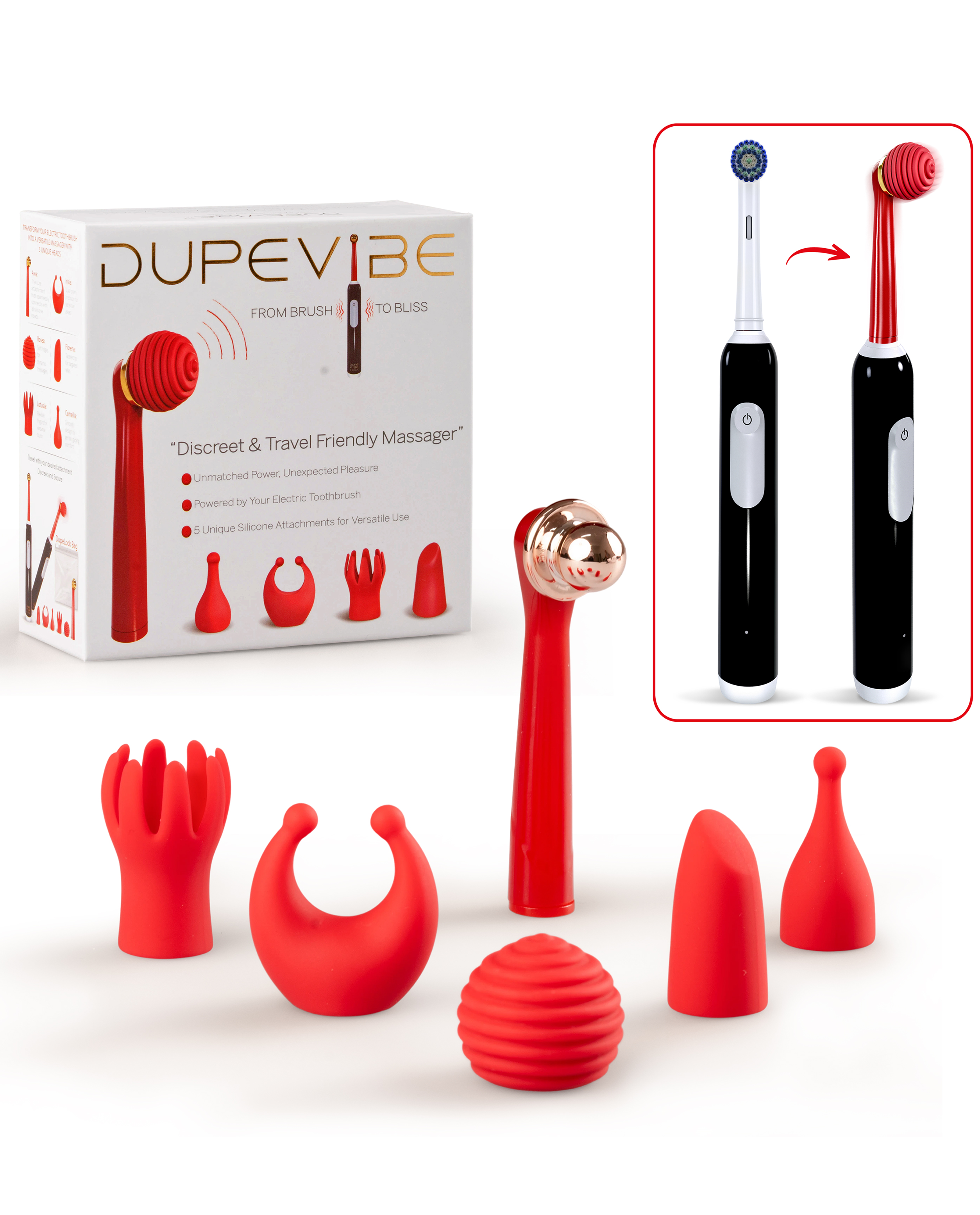 DupeVibe™️ Discreet 5-in-1 Travel Massager - Ruby Flare