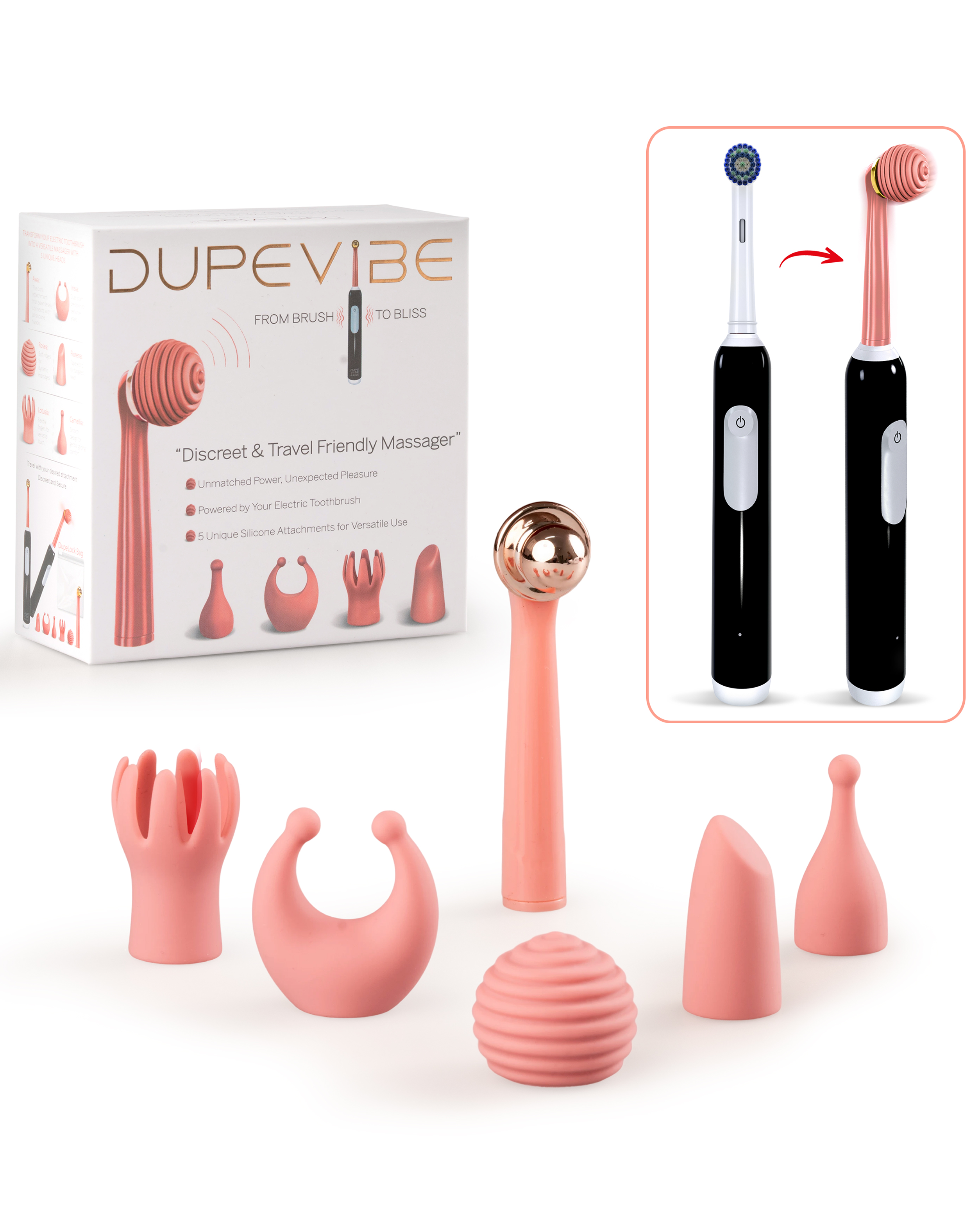 DupeVibe™️ Discreet 5-in-1 Travel Massager - Vintage Rose